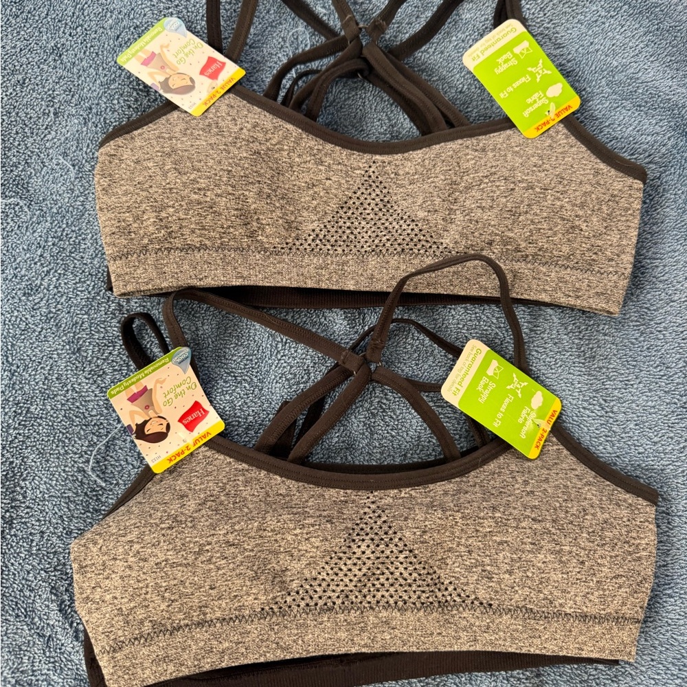 Girls Gray & Black Bras 2/pack